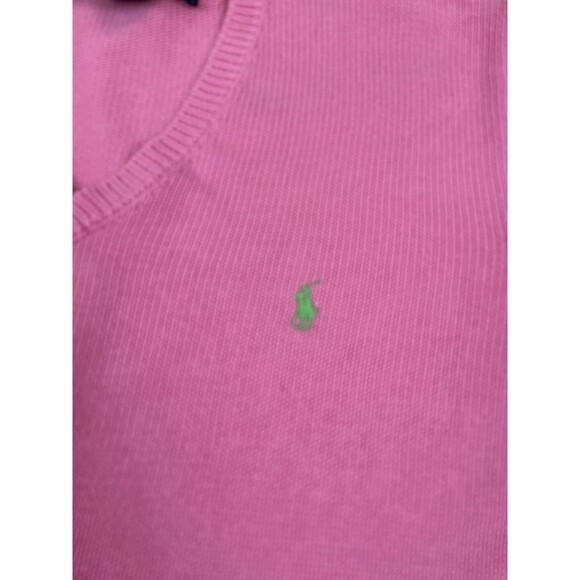 Vintage RALPH LAUREN SPORT Long Sleeve Pink Cotton V-neck Sweater Women’s L - Picture 2 of 7